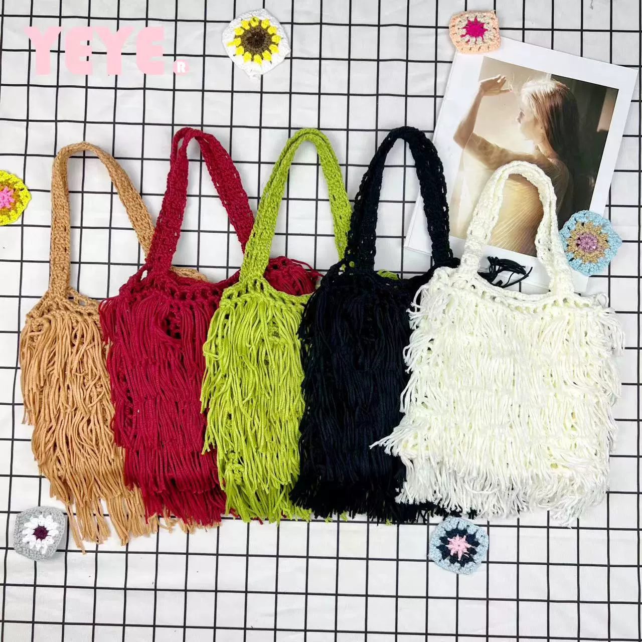 solid color tassel bag